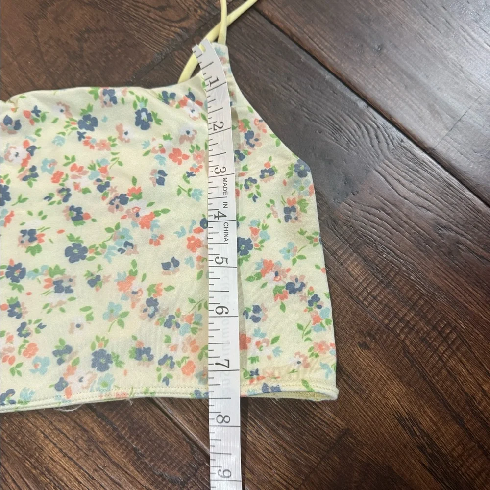 Anthropologie Floral Crop Cami Top in Yellow Straps Size L/XL - Picture 13 of 14